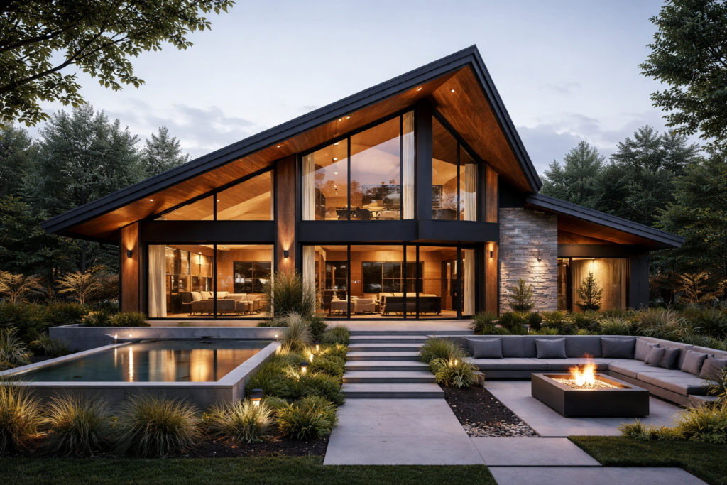 Sloped Roof Modern Exterior